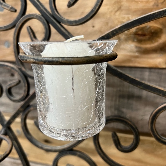 Decorative Black Wrought Iron Candle Holder Wall Decor with Votive Candles - Picture 7 of 7